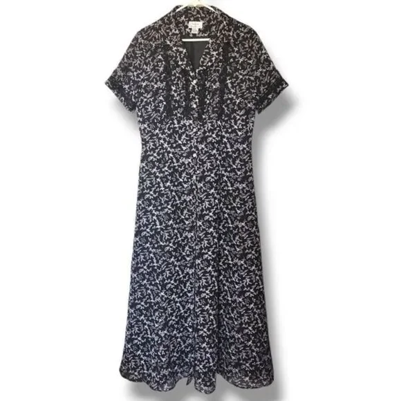 90's Vintage David Warren New York Floral Button Front Long Maxi Dress sz 16 Y2K - Picture 2 of 4